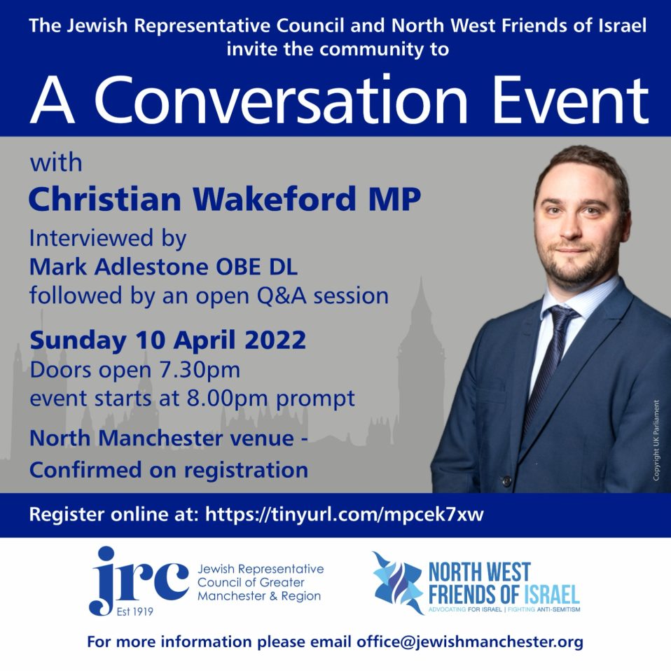 The JRC and North West Friends of Israel Present A Conversation Event ...