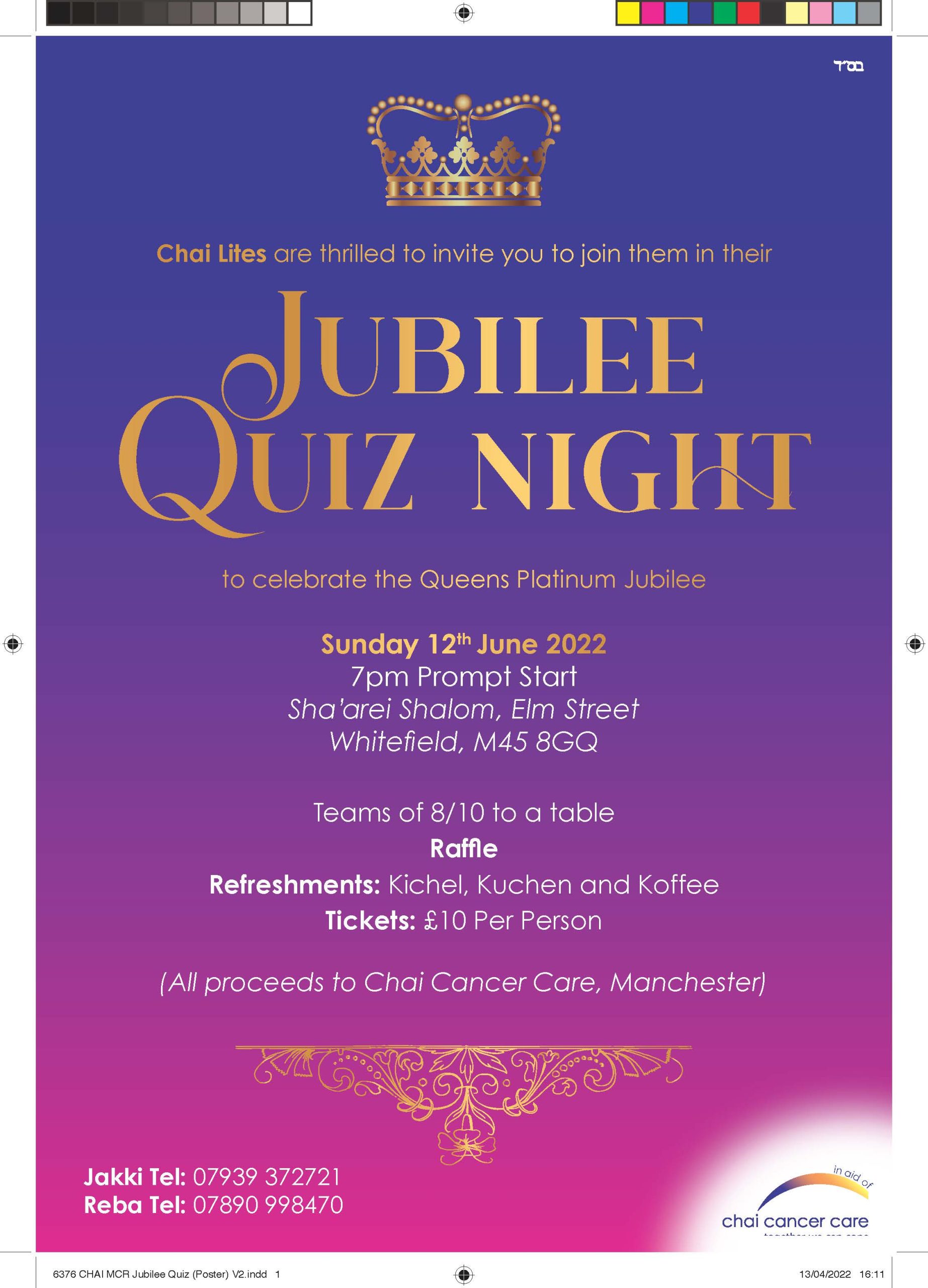 Chai Cancer Care Jubilee Quiz Night – Jewish Manchester